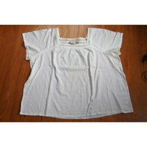 White 100% Cotton Square Neck St. John's Bay Short Sleeve Top Women's 3X